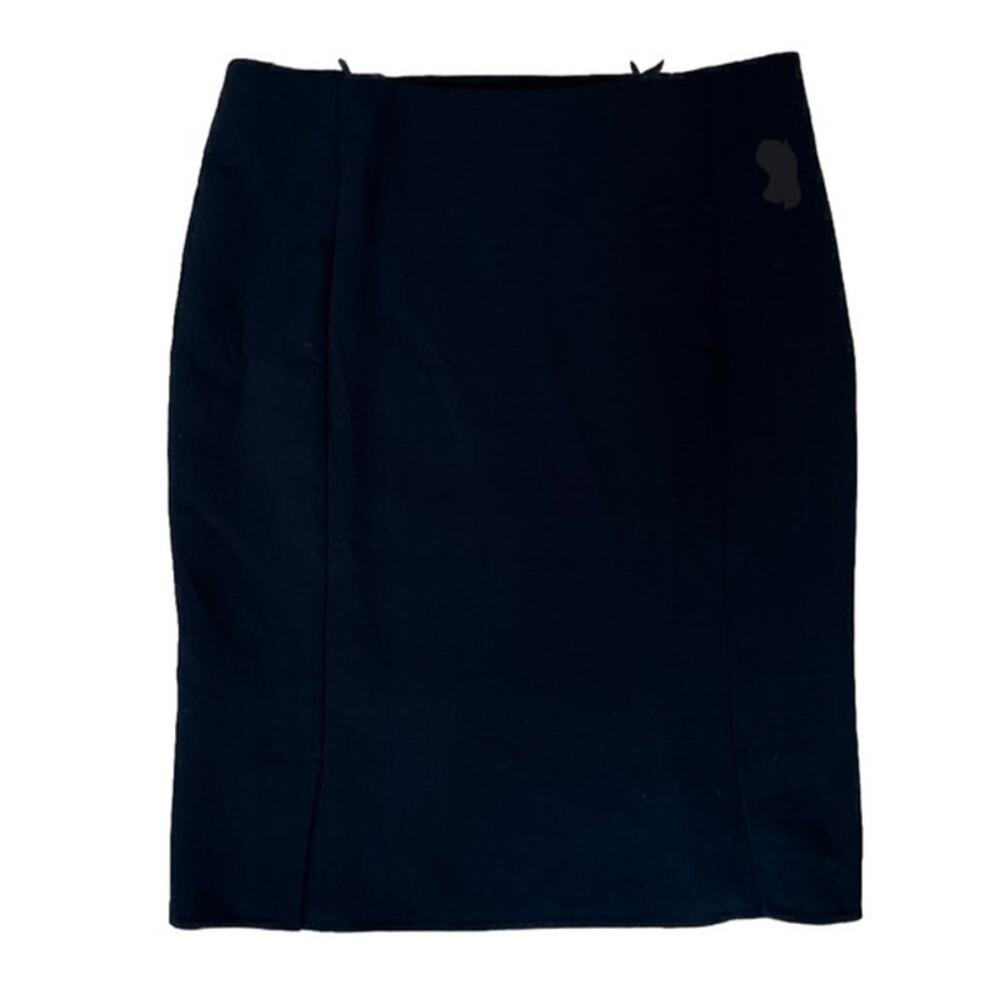 AKRIS Black Pencil Skirt Wool Blend Zip Up Closure Lined Slits Women's Size 6